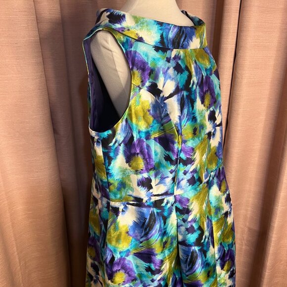 NWT Kim Rogers Women Plus  24W Water Color Sleeveless Dress Midi Career Event - Picture 6 of 16